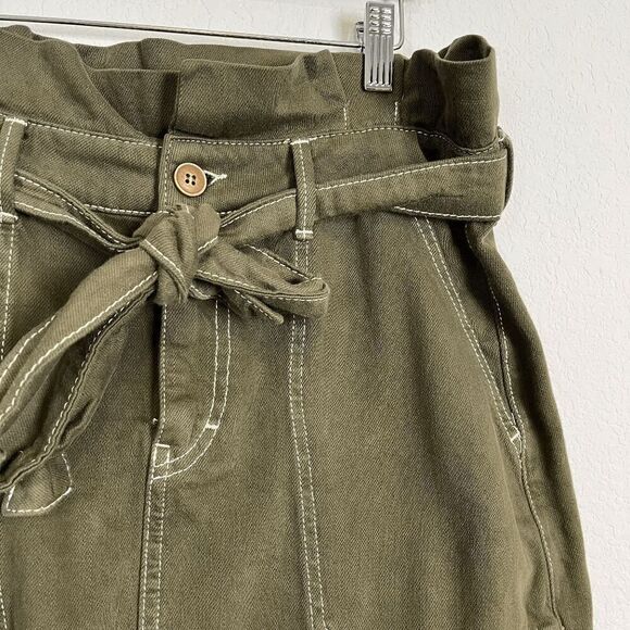 Free People Army Green Splendor In The Grass Paperbag Mini Skirt Women's Size 10 - Picture 4 of 7